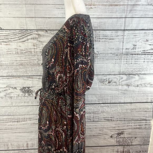 Knox Rose Dress sz Medium Navy Blue Gold Red Paisley Boho Modest Peasant Prairie - Picture 11 of 16